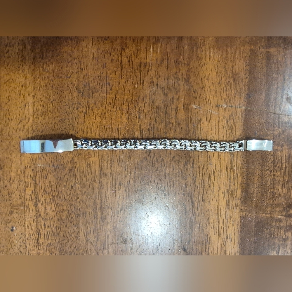925 Sterlin Silver Chino 12mm Bracelet And 10mm Chain Set.